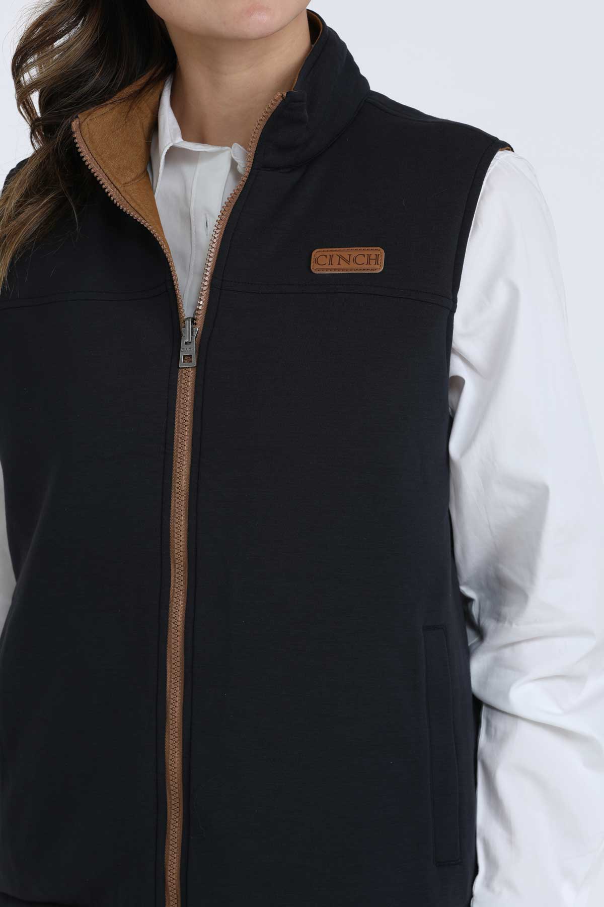 Cinch Women's Reversible Quilted Vest in Brown and Navy