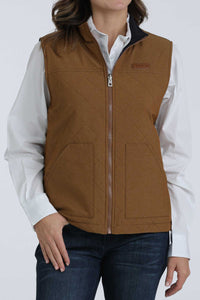Cinch Women's Reversible Quilted Vest in Brown and Navy