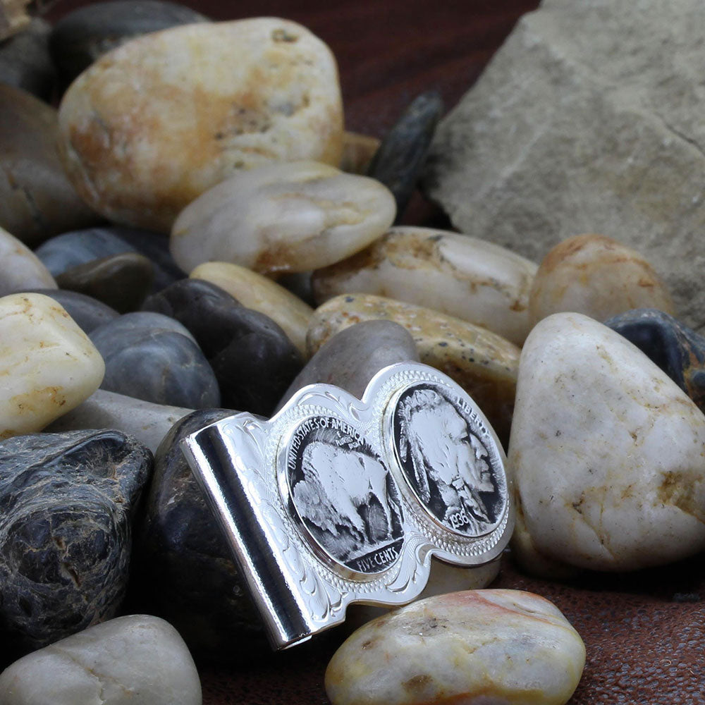Montana Silversmiths Buffalo Indian Nickel Scalloped Money Clip