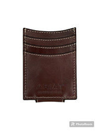 Ariat Men's Buck Lace Floral Embossed Brown Leather Card Case