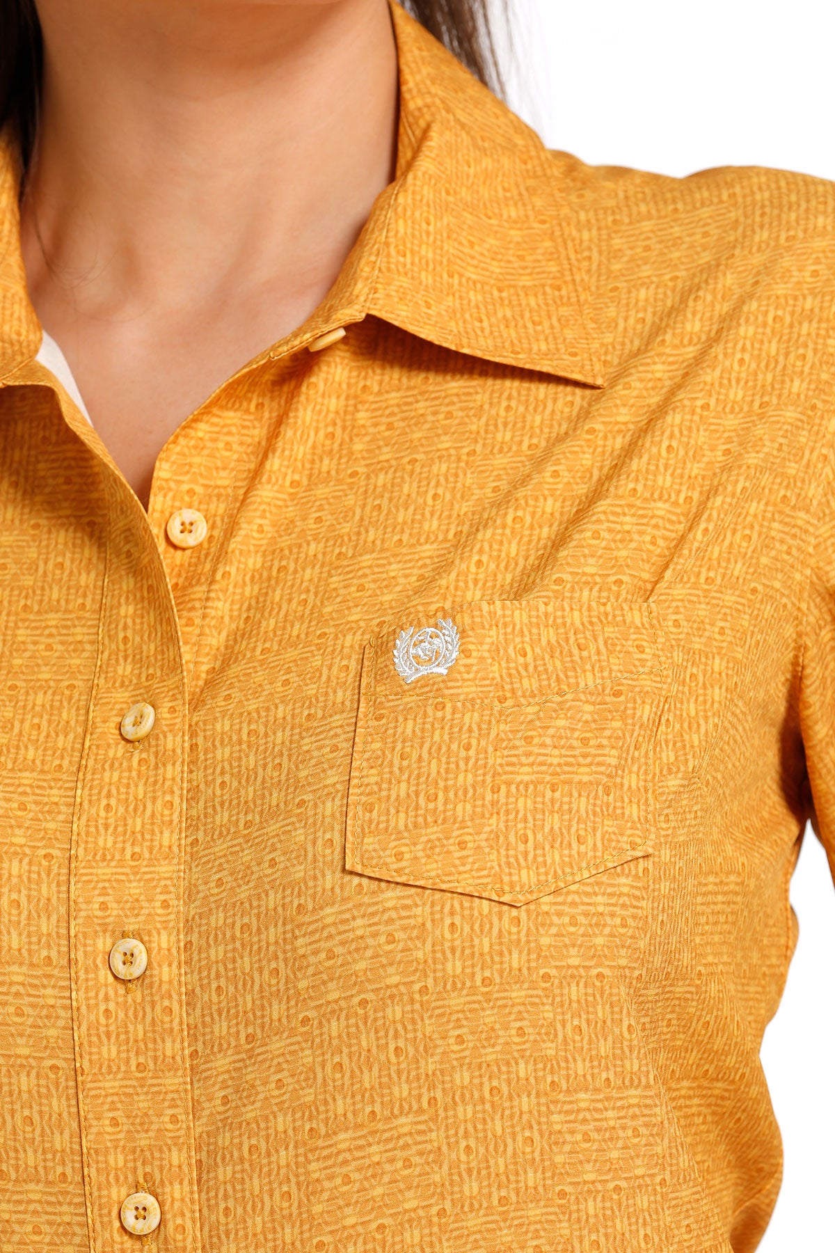 Cinch Women's L/S Mustard Tile Arenaflex Button Down Western Shirt