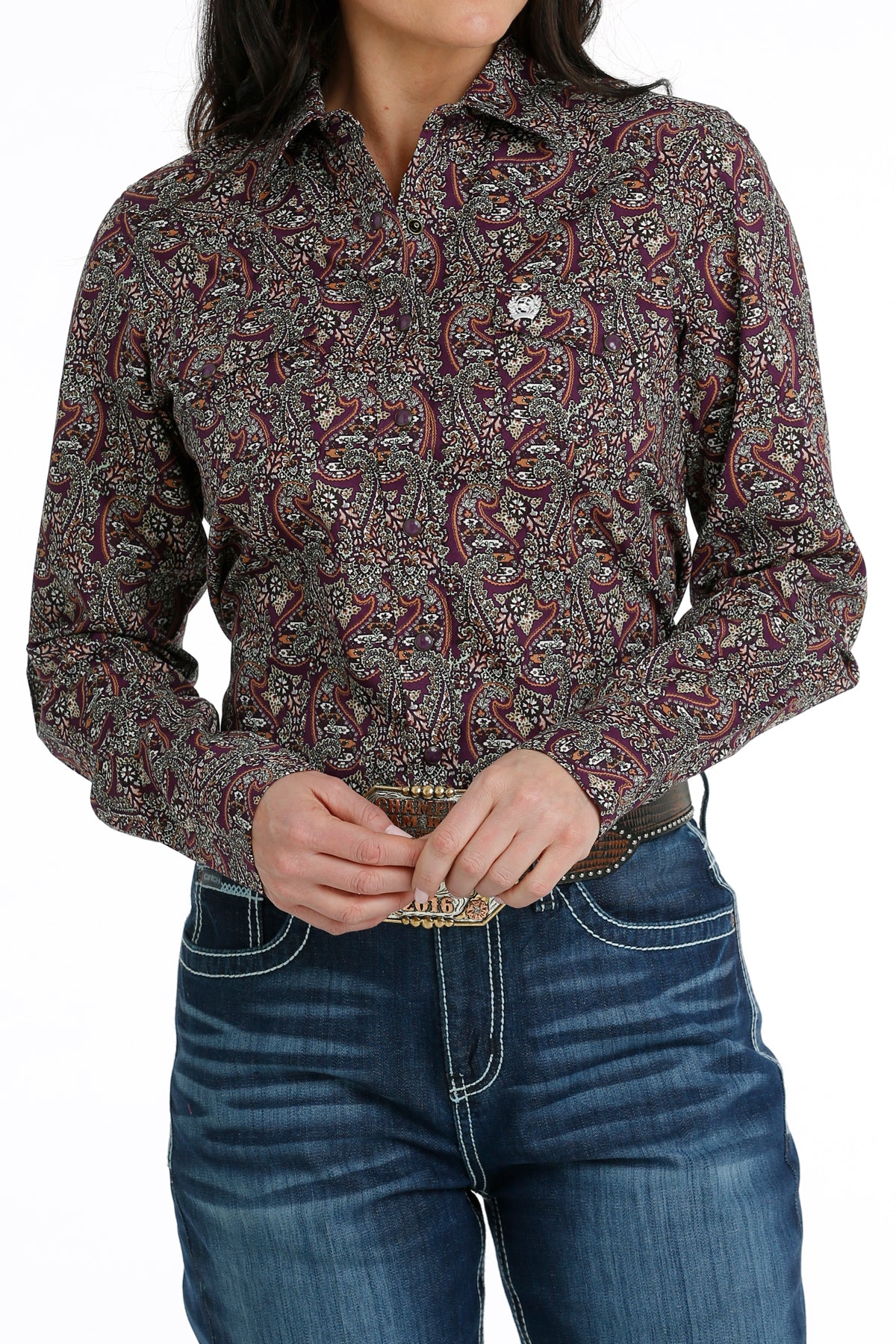 Cinch Women's L/S Purple Paisley Western Snap Shirt