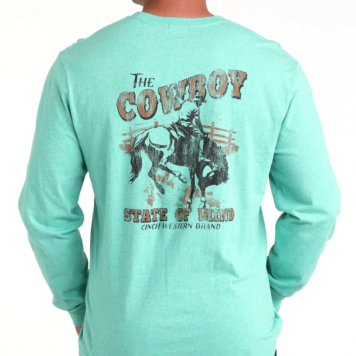 Cinch Men's L/S Rodeo Graphic Logo T-Shirt in Turquoise