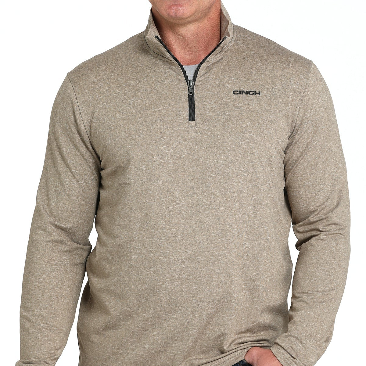 Cinch Men's L/S Arenaflex Quarter Zip Pullover in Stone