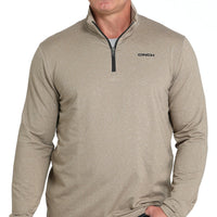 Cinch Men's L/S Arenaflex Quarter Zip Pullover in Stone
