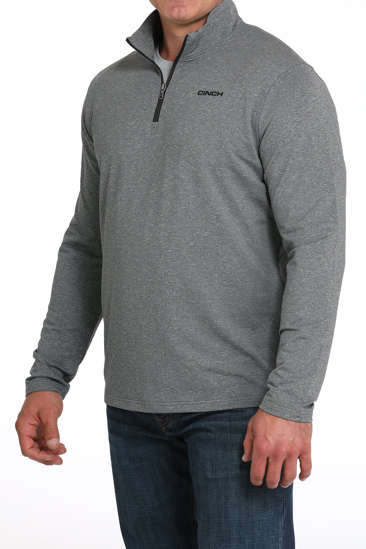 Cinch Men's L/S Arenaflex Quarter Zip Pullover in Charcoal
