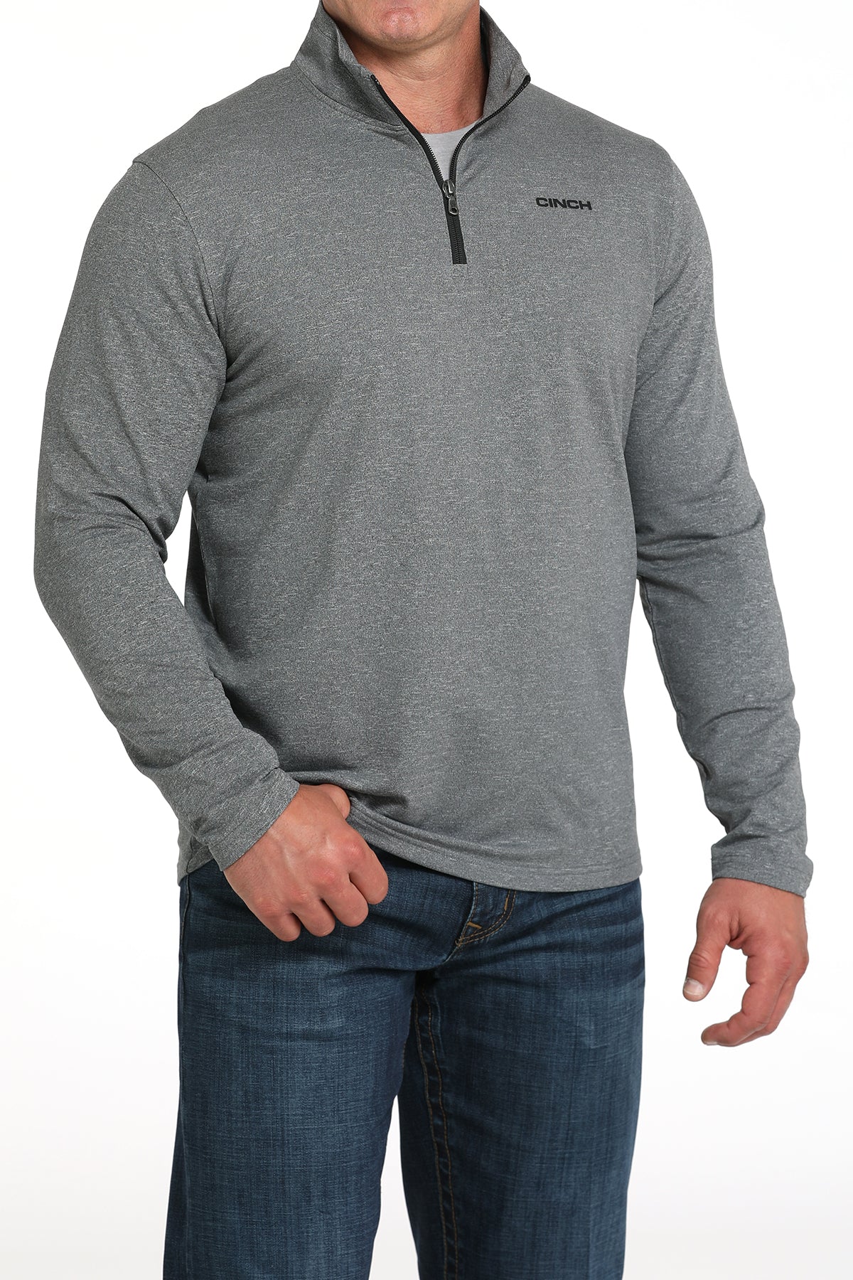 Cinch Men's L/S Arenaflex Quarter Zip Pullover in Charcoal