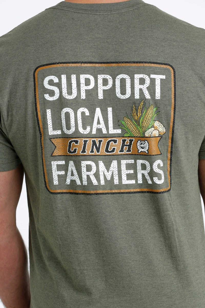 Cinch Men's Support Local Farmers T-Shirt in Olive Green