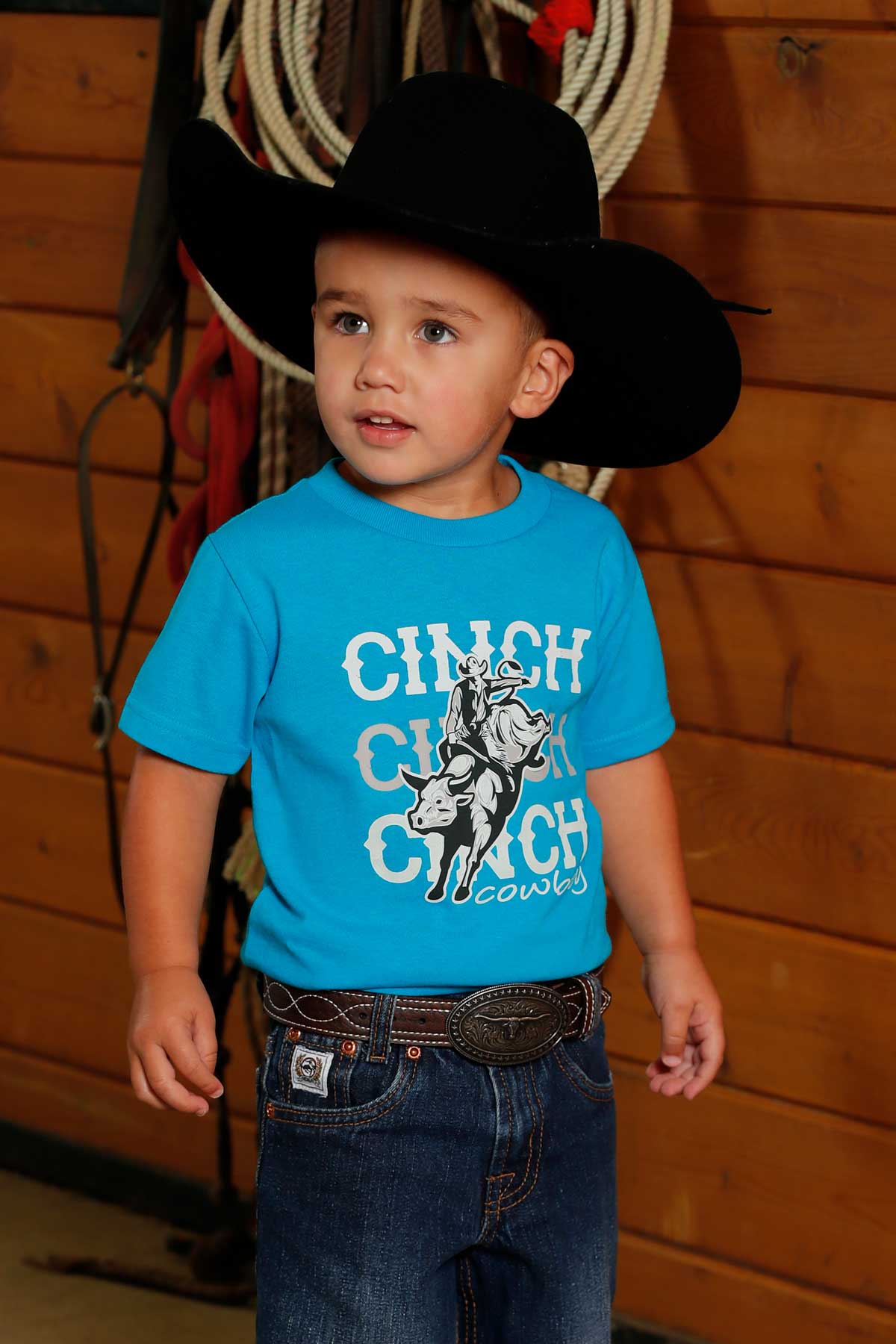 Cinch Baby & Toddler Boy's S/S Bucking Bull Tee in Teal