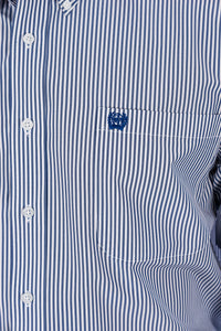 Cinch Men's Tencel L/S Striped Western Button Down Shirt in Royal Blue