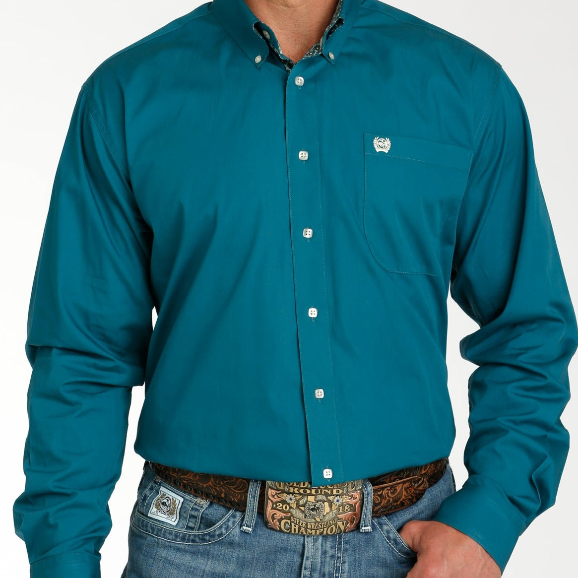 Cinch Men's L/S Classic Fit Solid Western Button Down Shirt in