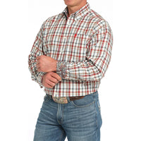 Cinch Men's L/S Classic Fit Plaid Western Button Down Shirt in Cream