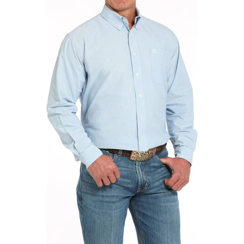 Cinch Men's L/S Classic Fit Western Button Down Shirt in Blue