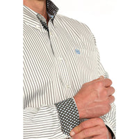 Cinch Men's Tencel™ L/S Striped Button-Down Western Shirt In Cream