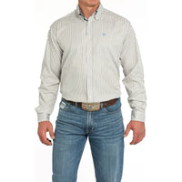 Cinch Men's Tencel™ L/S Striped Button-Down Western Shirt In Cream