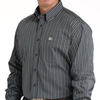 Cinch Men's L/S Classic Fit Striped Button Down Western Shirt in Charcoal