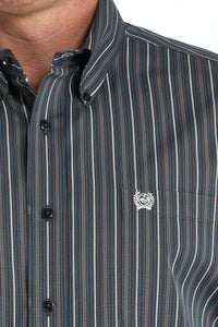 Cinch Men's L/S Classic Fit Striped Button Down Western Shirt in Charcoal