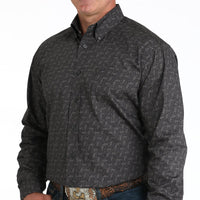 Cinch Men's L/S Classic Fit Paisley Button Down Western Shirt in Charcoal