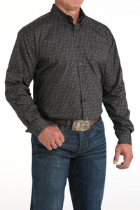 Cinch Men's L/S Classic Fit Paisley Button Down Western Shirt in Charcoal