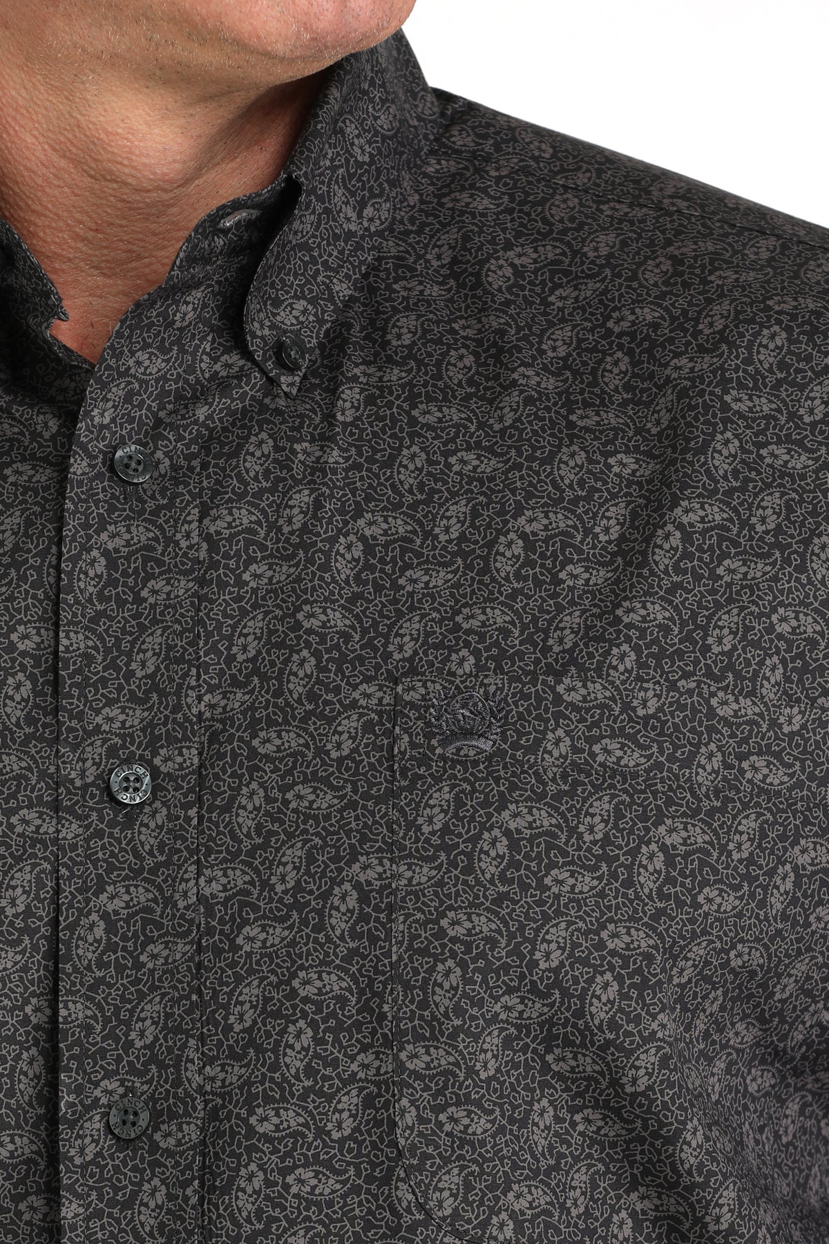 Cinch Men's L/S Classic Fit Paisley Button Down Western Shirt in Charcoal