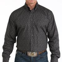 Cinch Men's L/S Classic Fit Paisley Button Down Western Shirt in Charcoal