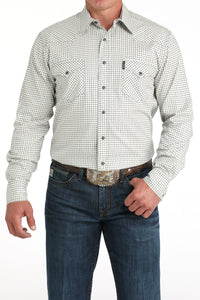 Cinch Men's L/S Modern Fit Micro Floral Print Western Snap Shirt in Cream