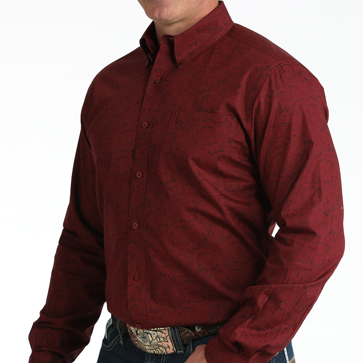 Cinch Men's L/S Modern Fit Paisley Western Button Down Shirt in Burgun –  Branded Country Wear