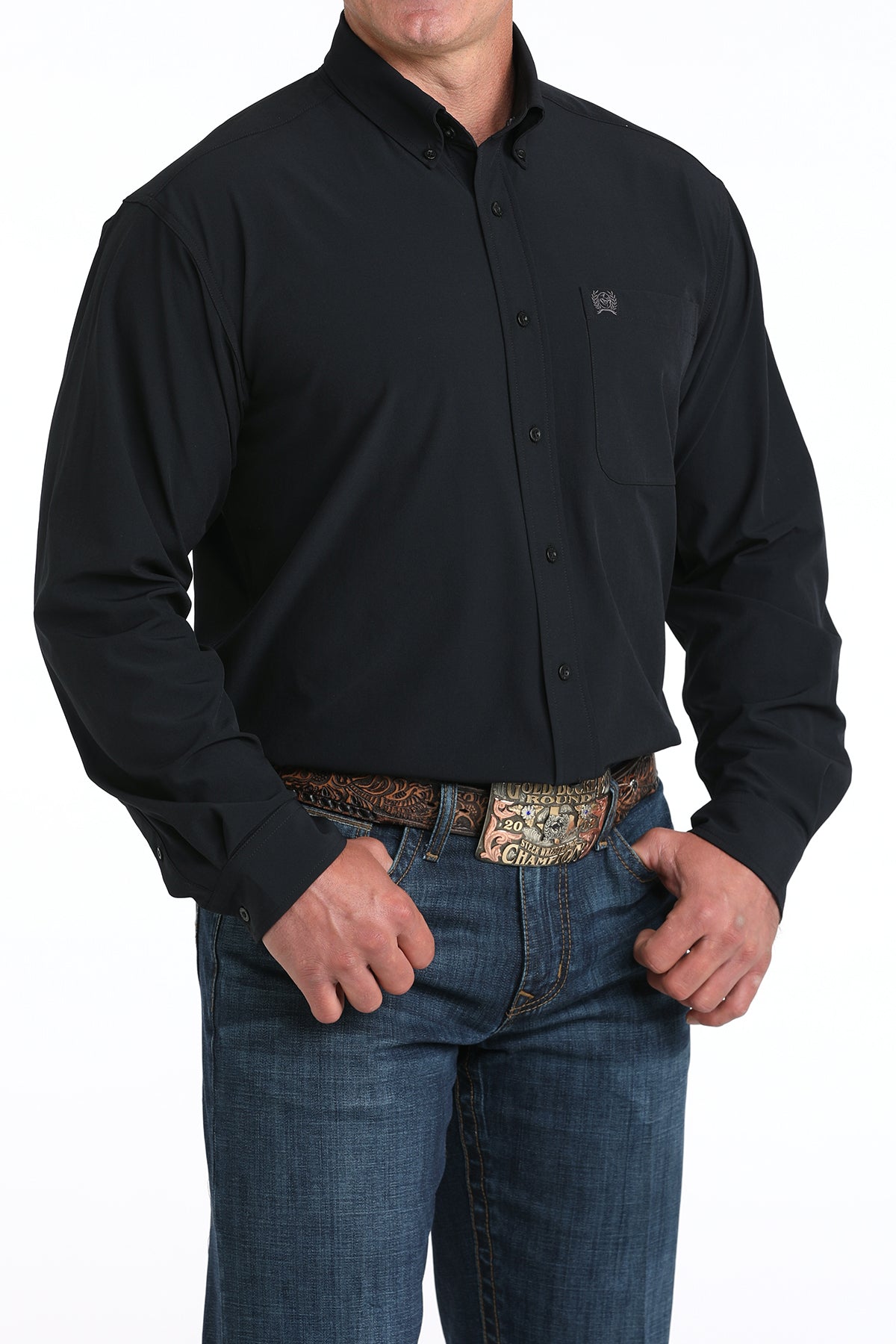Cinch Men's L/S Classic Fit Arenaflex Button Up Western Shirt in Black