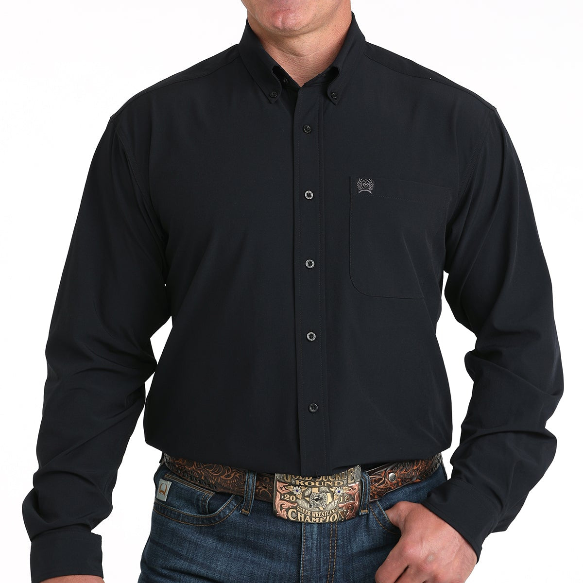 Cinch Men's L/S Classic Fit Arenaflex Button Up Western Shirt in Black