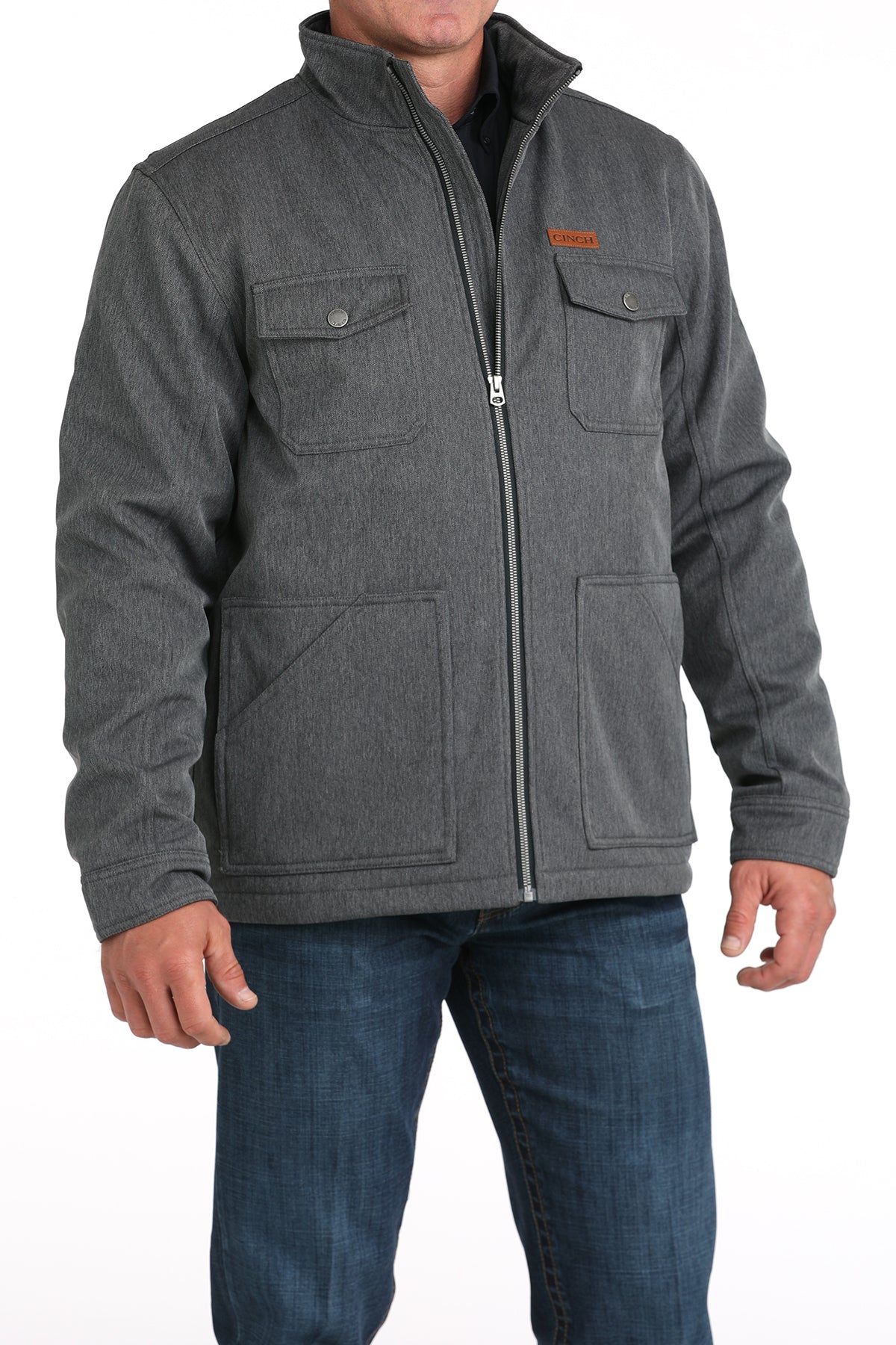 Cinch Men's Concealed Carry Bonded Jacket in Black Herringbone