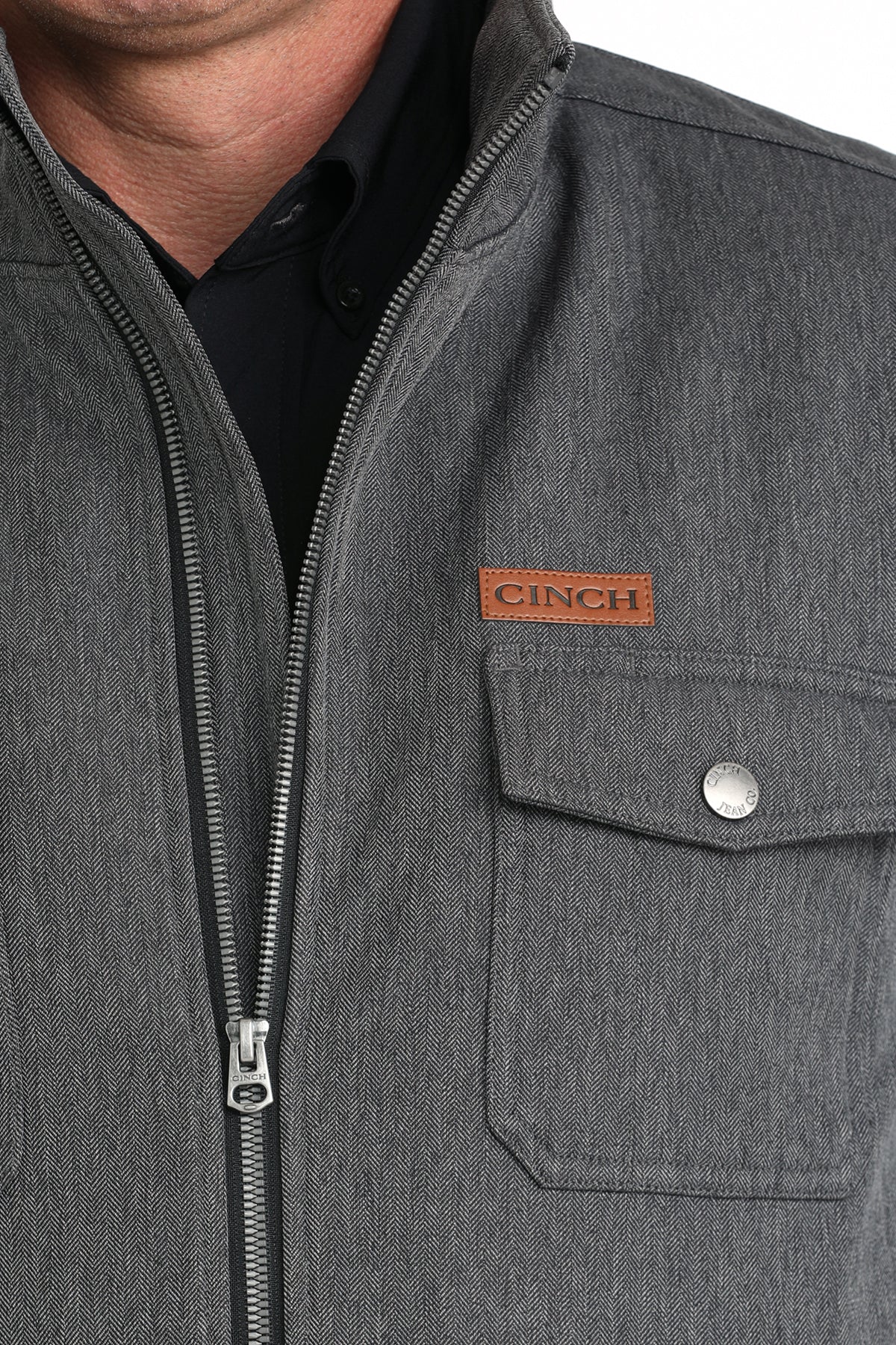 Cinch Men's Concealed Carry Bonded Jacket in Black Herringbone