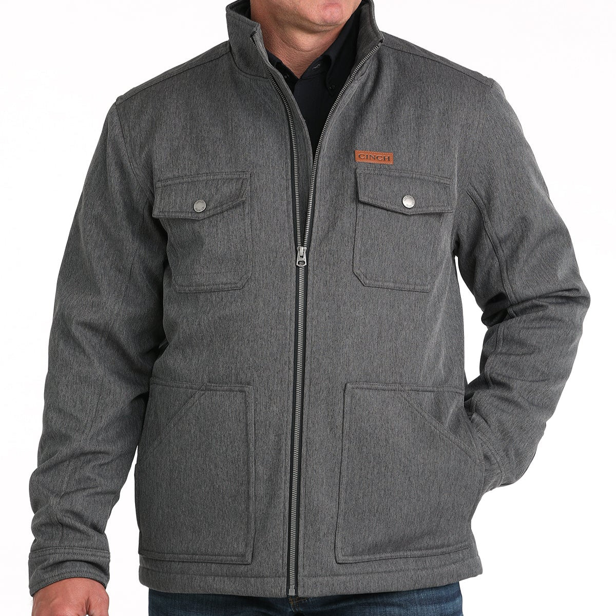 Cinch Men's Concealed Carry Bonded Jacket in Black Herringbone