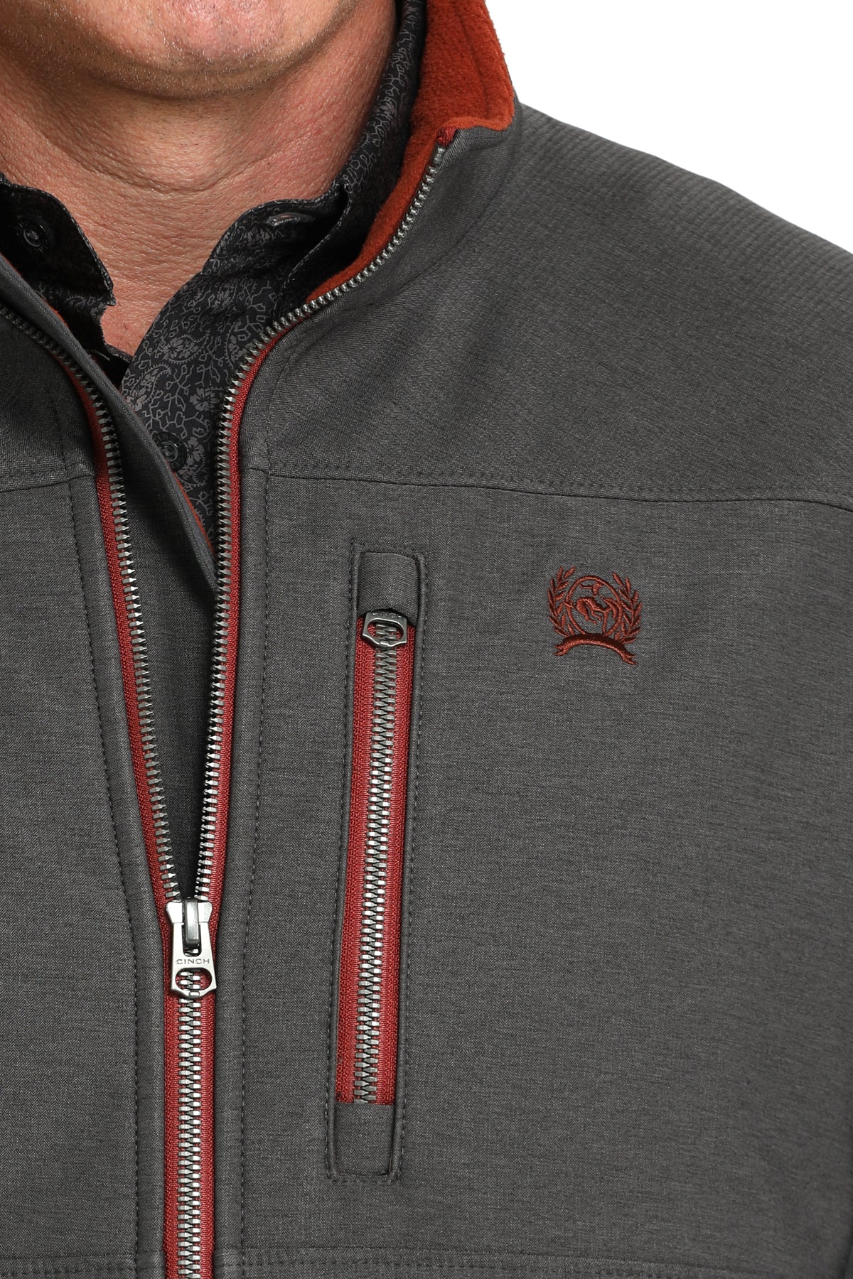 Cinch Men's Bonded Jacket in Charcoal & Burnt Orange