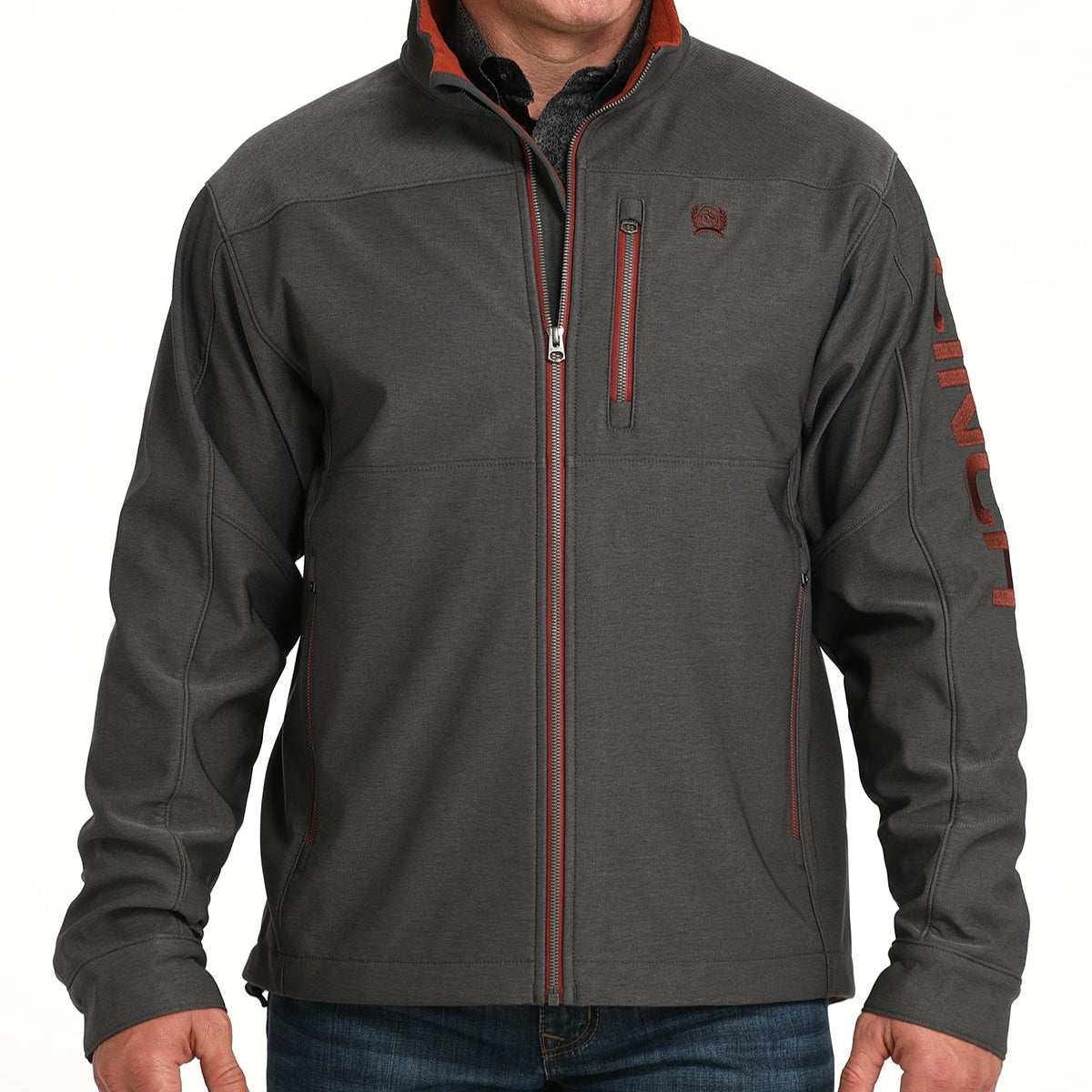 Cinch Men's Bonded Jacket in Charcoal & Burnt Orange
