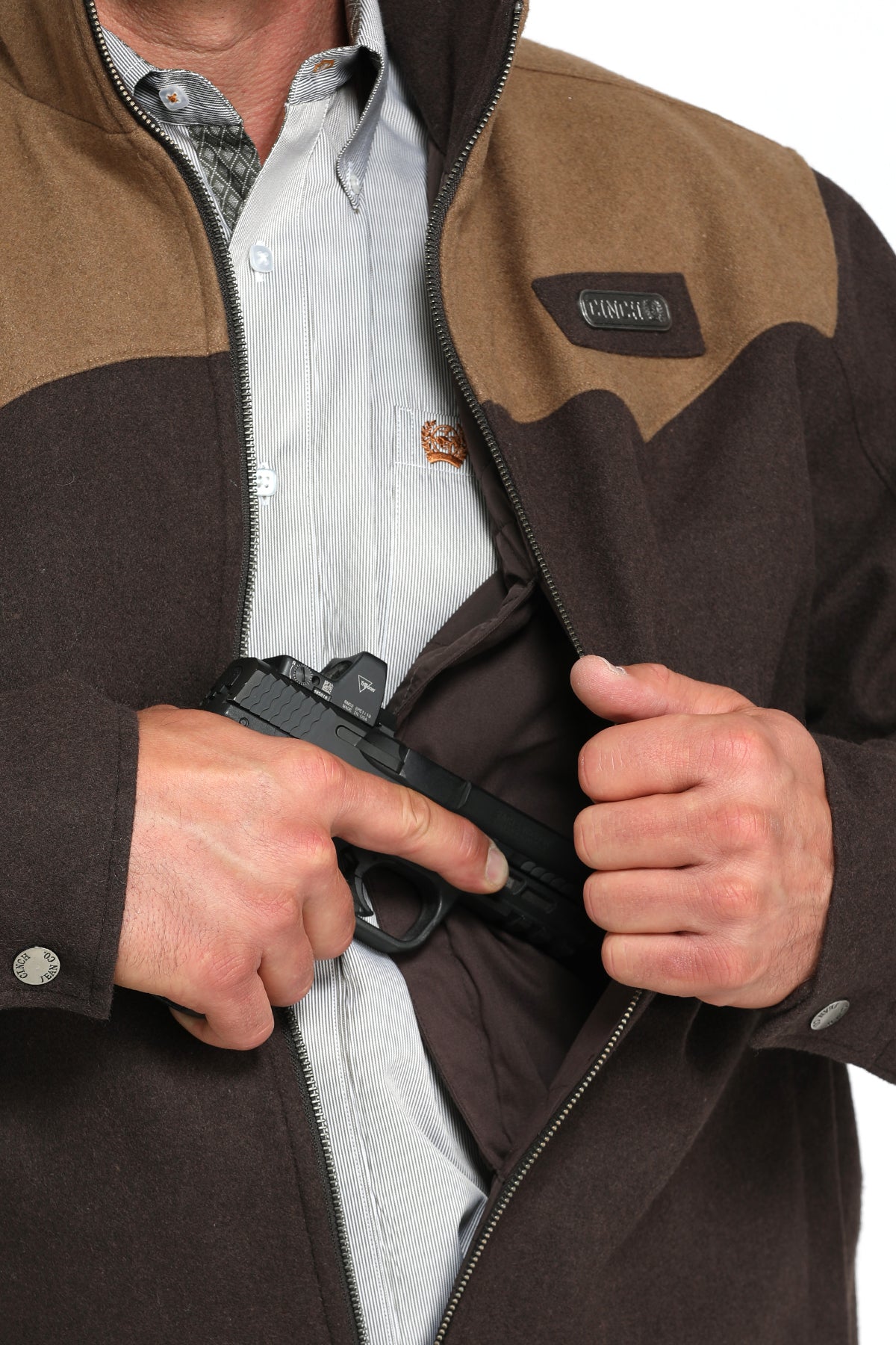 Cinch Men's Concealed Carry Wooly Jacket in Brown