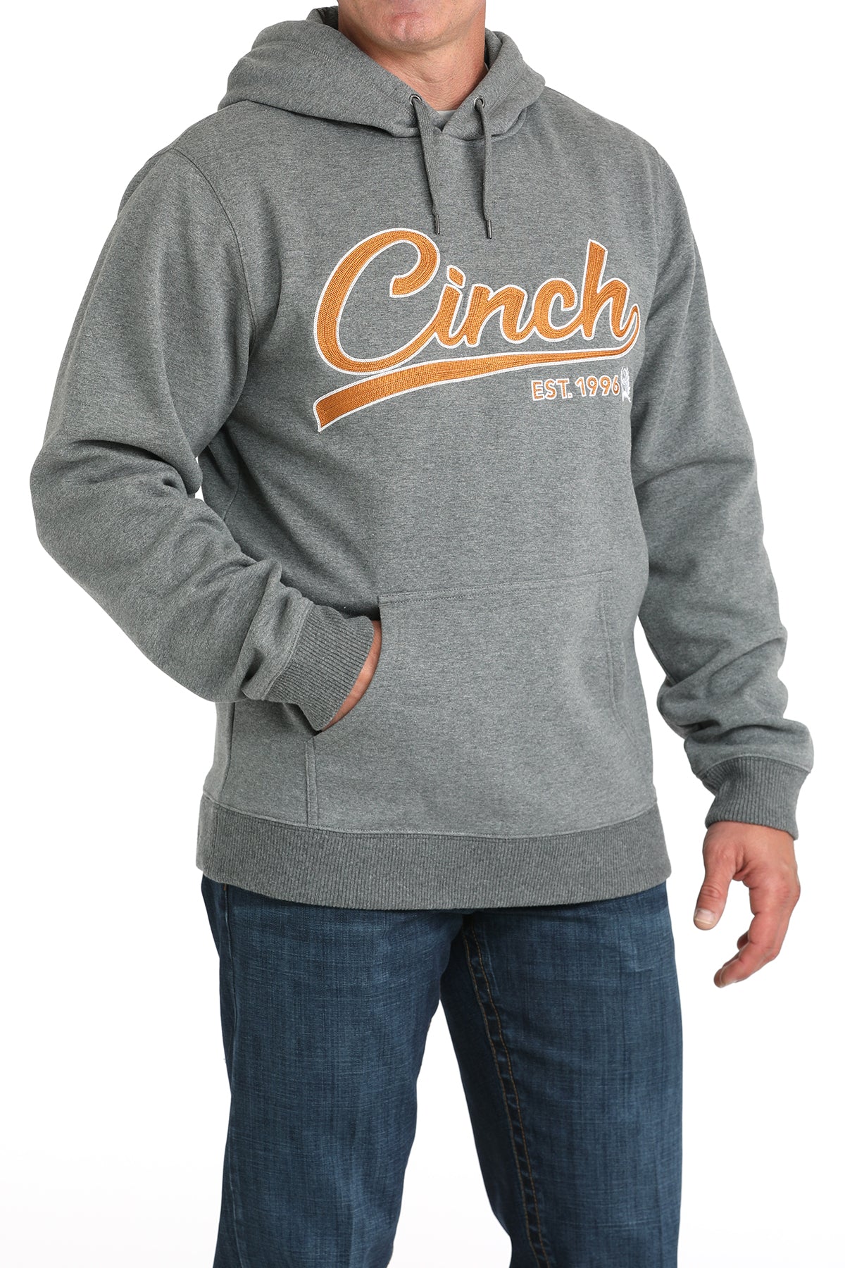 Cinch Men's Embroidered Logo Hoodie in Grey