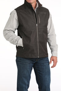 Cinch Men's Bonded Vest in Brown Herringbone