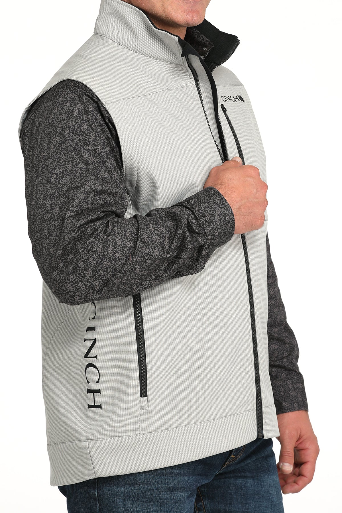 Cinch Men's Textured Bonded Vest in Light Grey