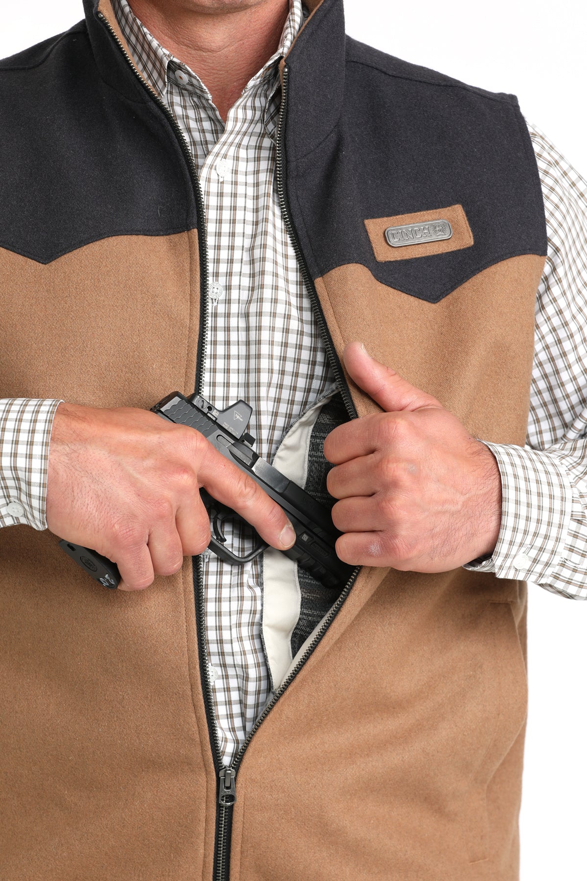 Cinch Men's Wooly Concealed Carry Vest in Brown