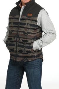 Cinch Men's Reversible Vest in Aztec and Brown