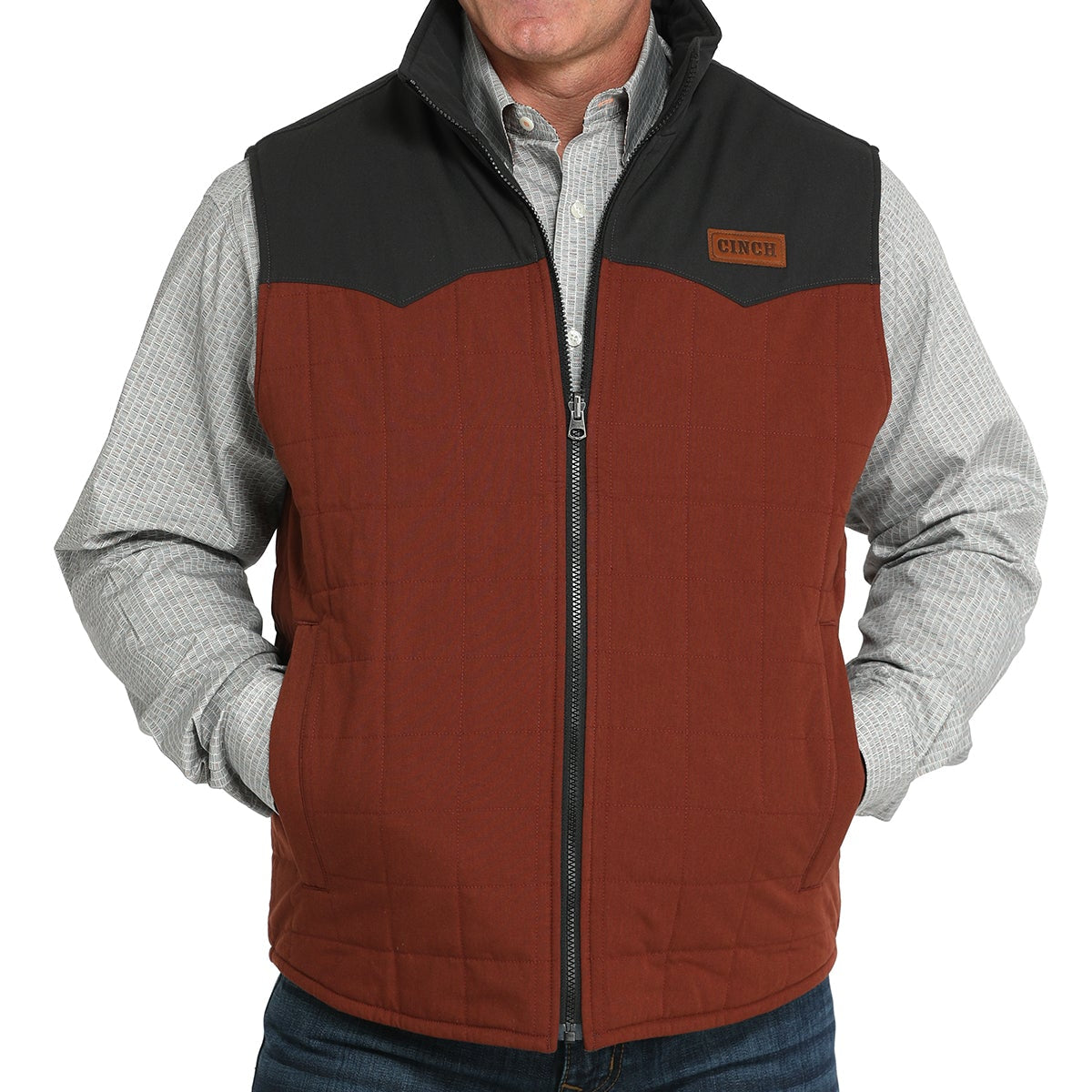 Cinch Men's Reversible Vest in Aztec and Brown