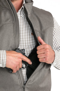 Cinch Men's Solid Concealed Carry Bonded Vest in Light Brown Herringbone