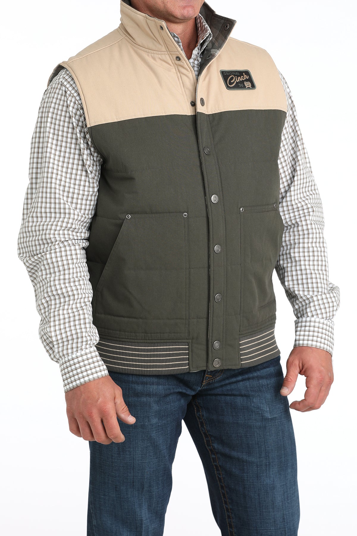 Cinch Men's Reversible Snap Vest in Olive