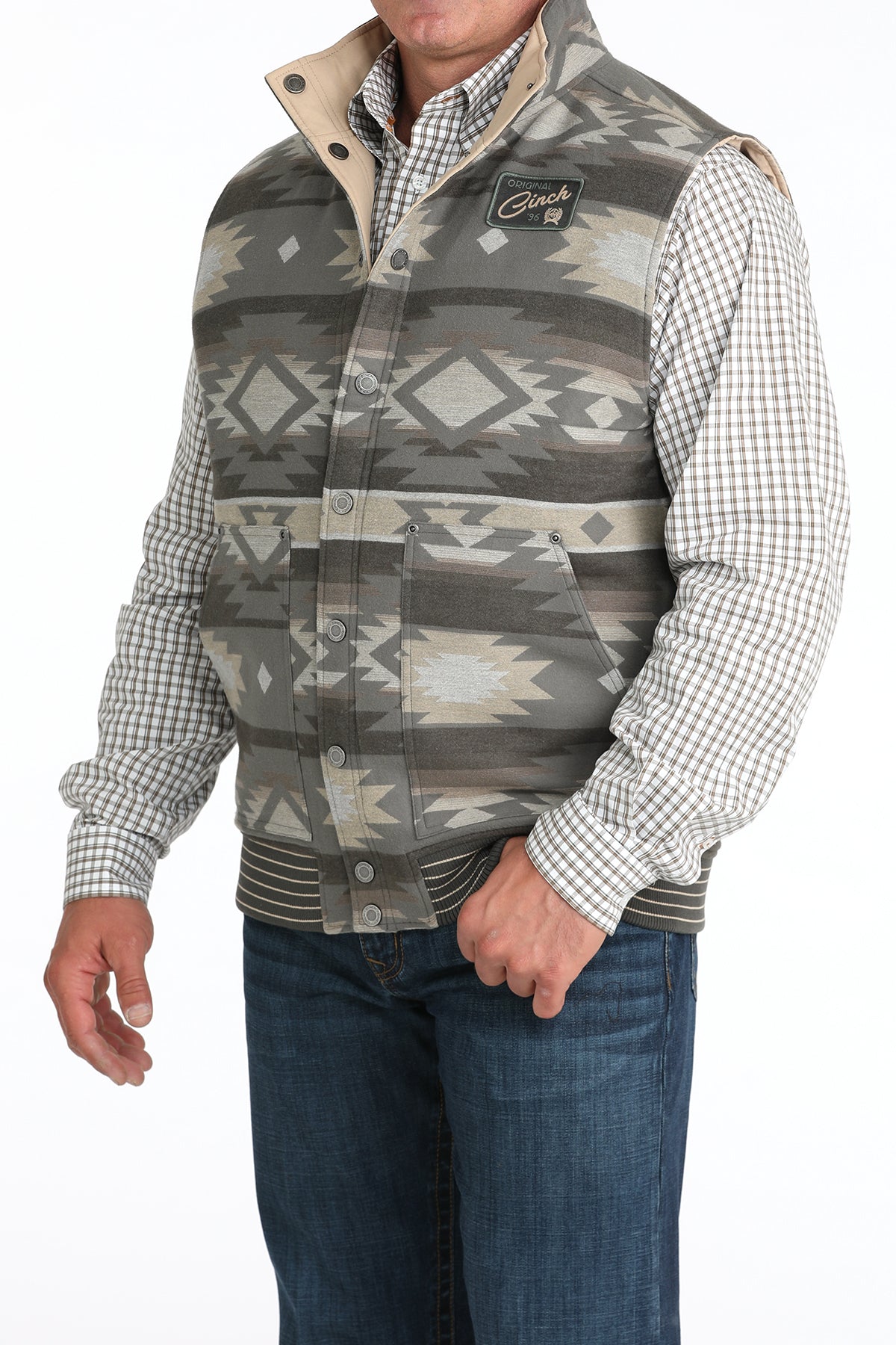 Cinch Men's Reversible Snap Vest in Olive
