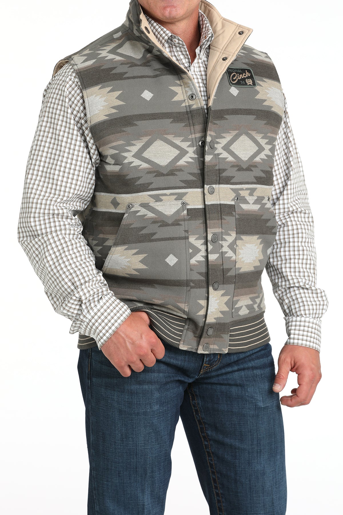 Cinch Men's Reversible Snap Vest in Olive