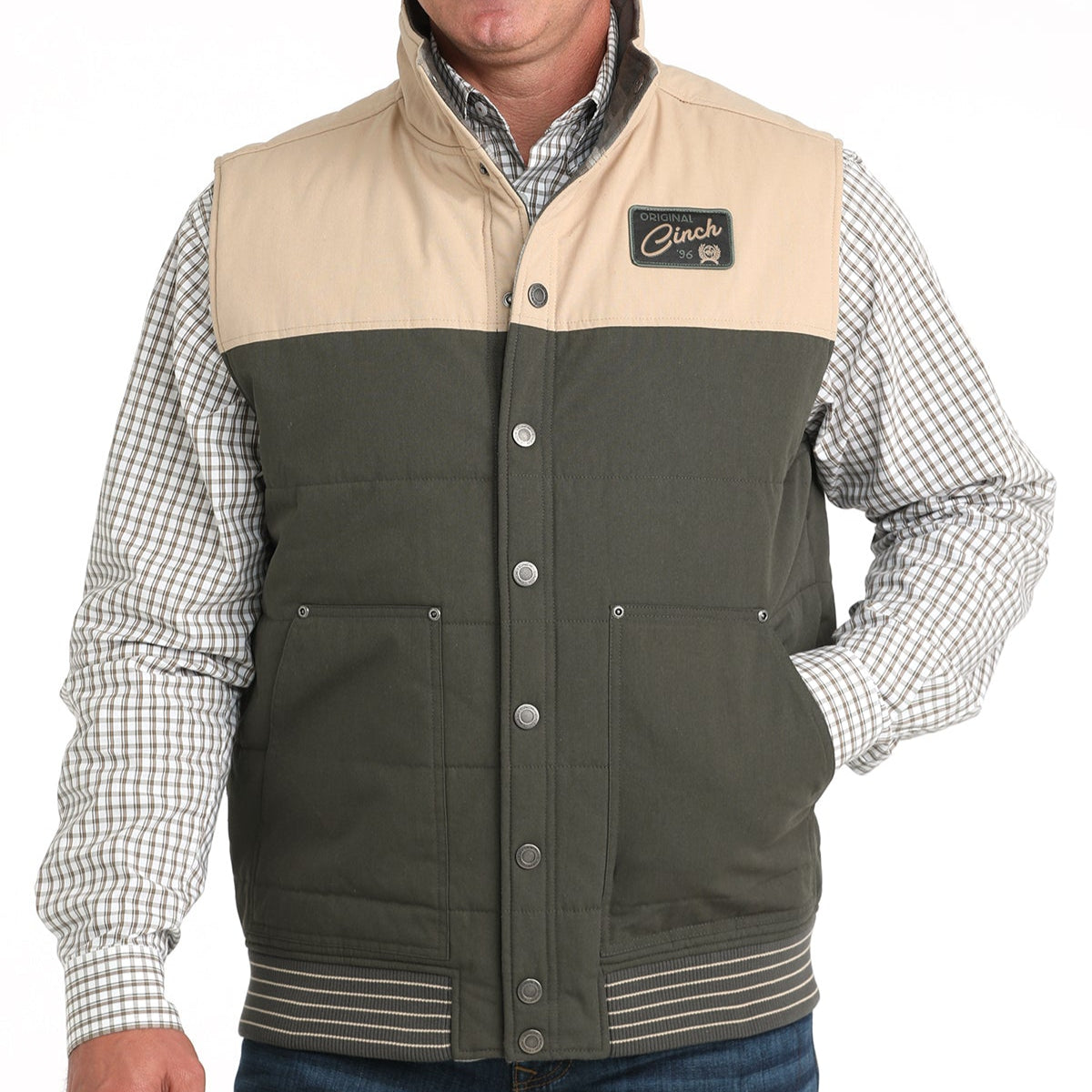 Cinch Men's Reversible Snap Vest in Olive