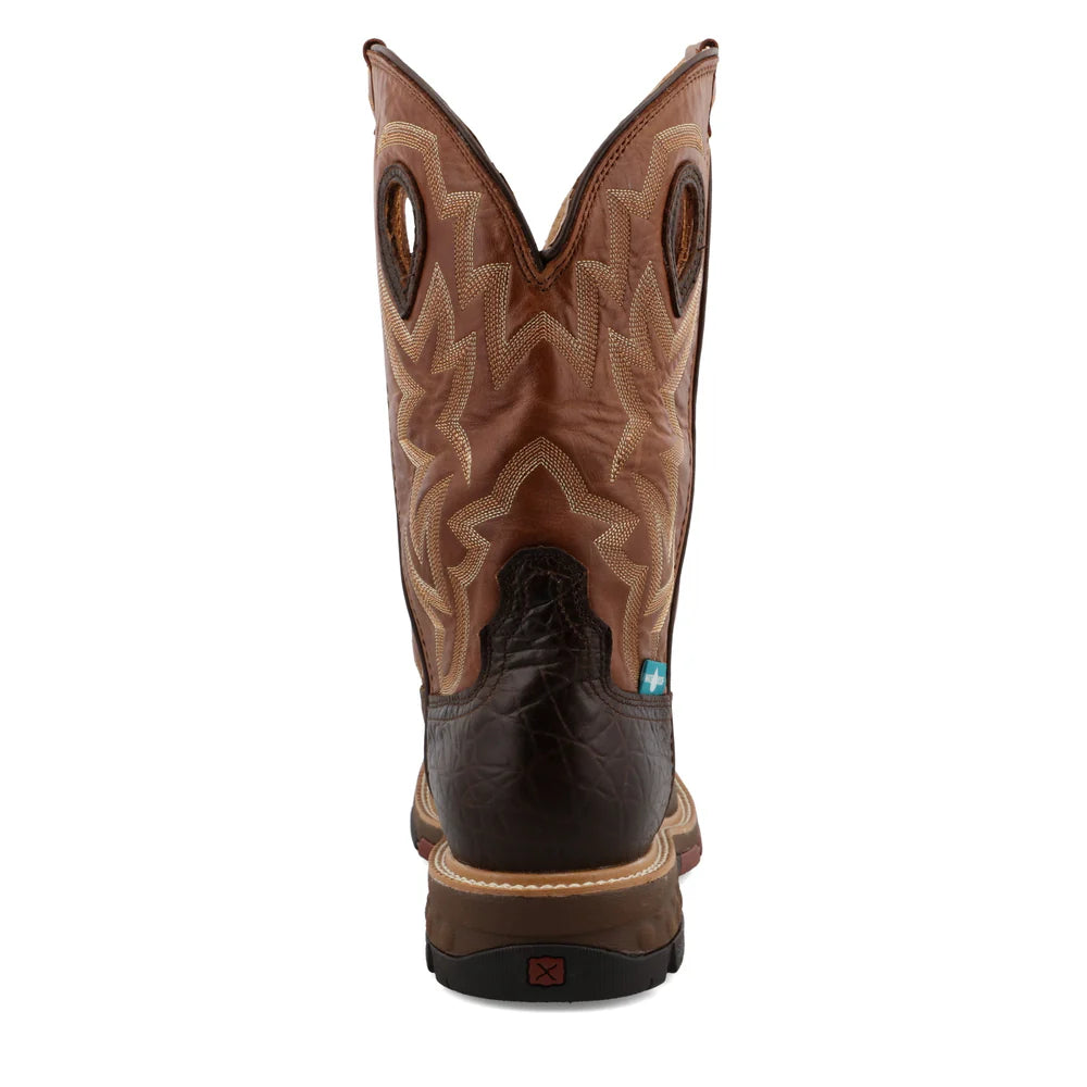 Twisted X Men's Safety Toe Western Work Boot in Smokey Chocolate and Spice