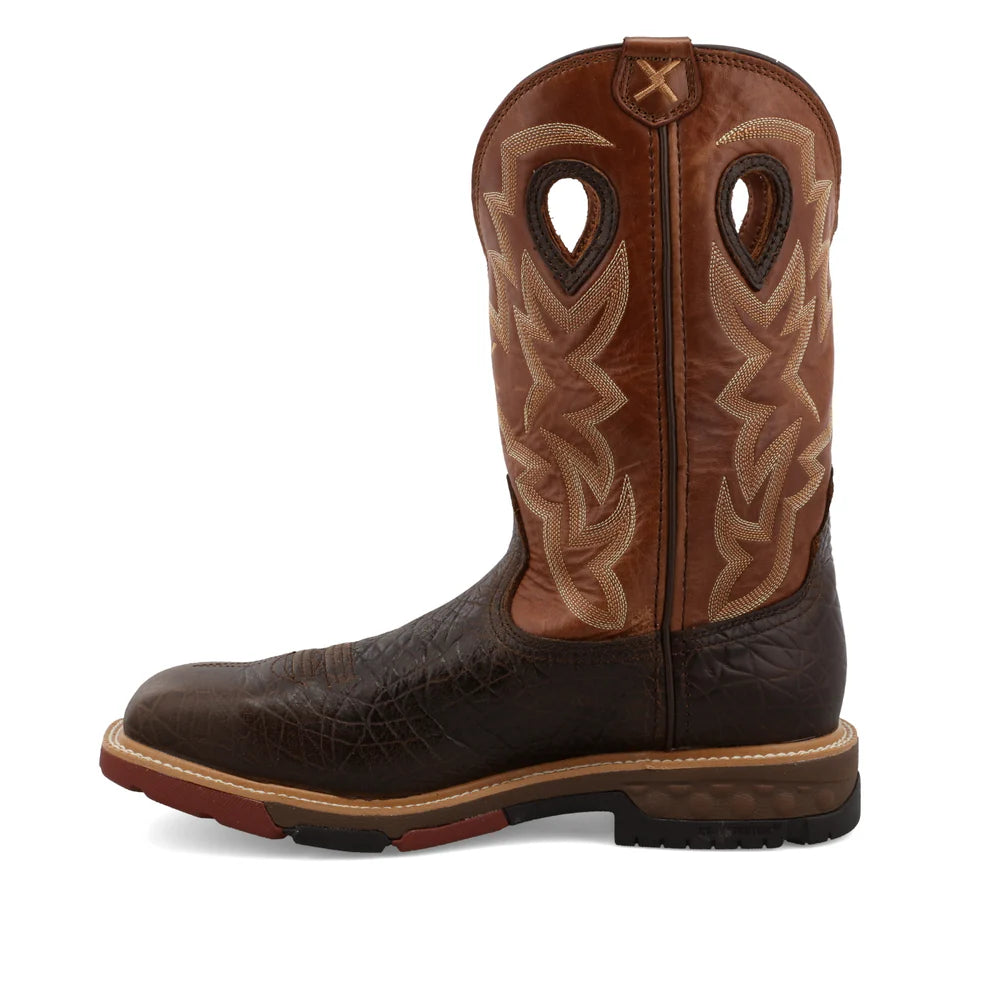Twisted X Men's Safety Toe Western Work Boot in Smokey Chocolate and Spice