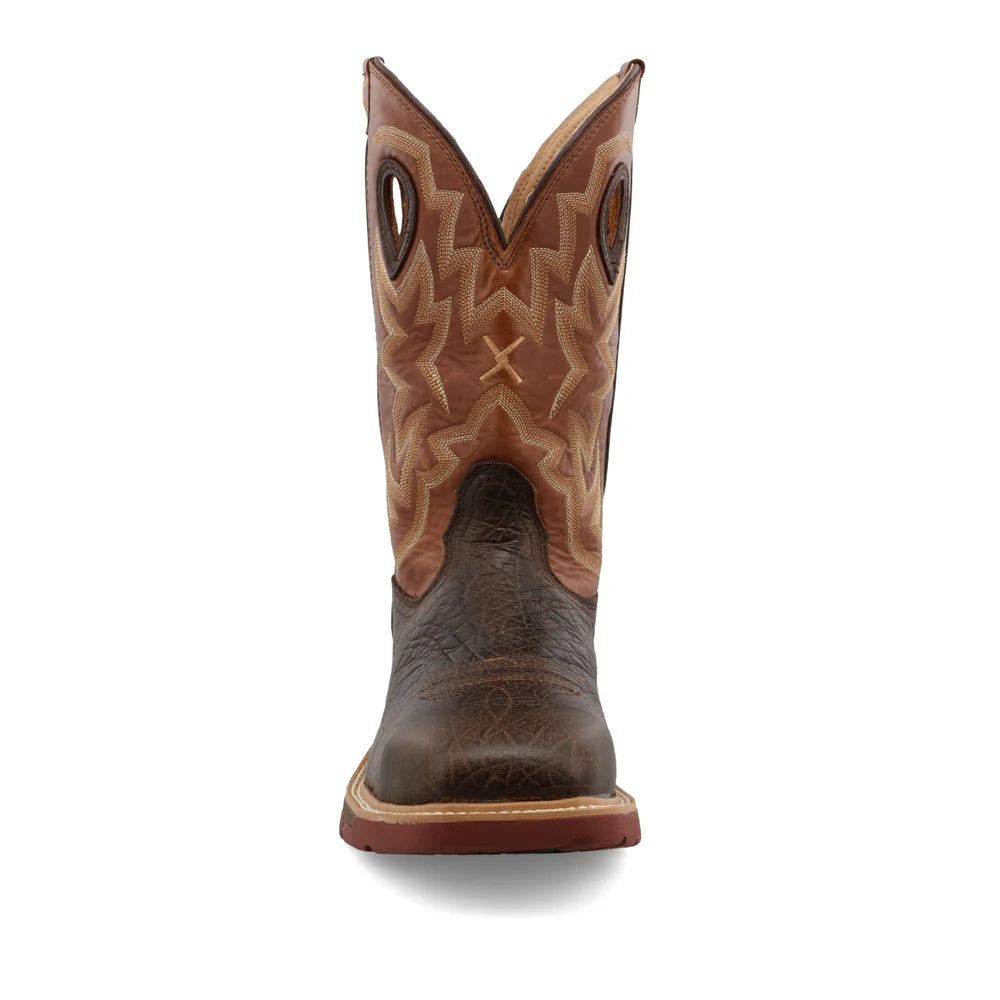 Twisted X Men's Safety Toe Western Work Boot in Smokey Chocolate and Spice