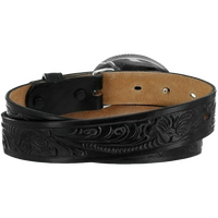 Justin Kid's Champion Black Tooled Belt
